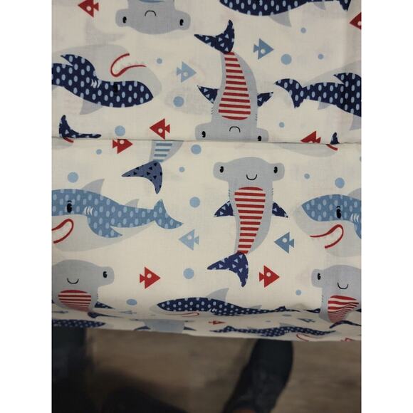 Cartoon Shark Great White Hammerhead Cotton Fabric 1 Yard 32 Inches New - Picture 2 of 7